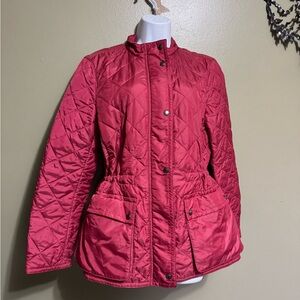 Coach Diamond Quilted Jacket in coral‎ red. Size Medium